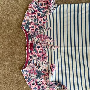 Cotton floral/stripe summer shift dress